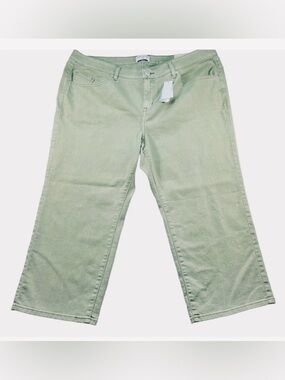 Lane Bryant Straight Crop Mid-Rise Green Jeans Womens Plus SZ 34/36 Stretch NWT